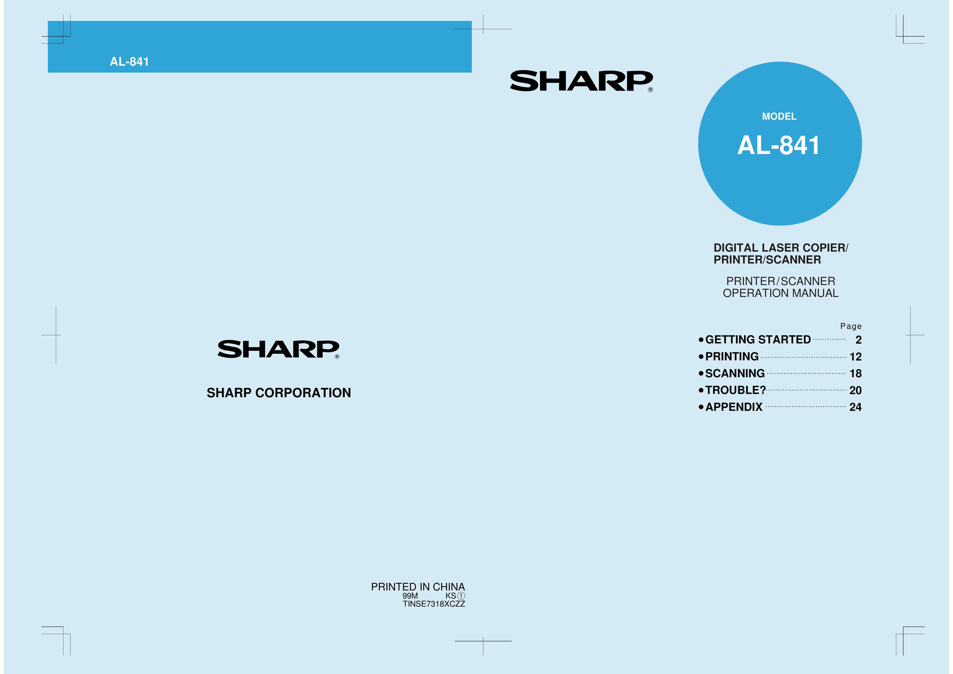 Sharp AL-841 All in One Printer User Manual