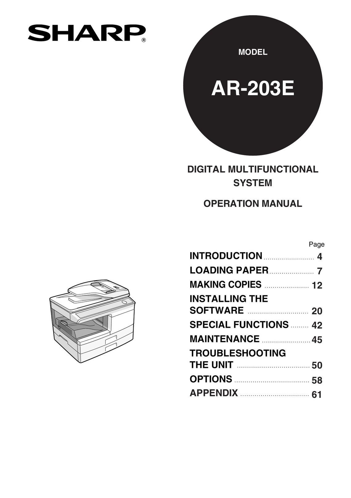 Sharp AR-203E All in One Printer User Manual