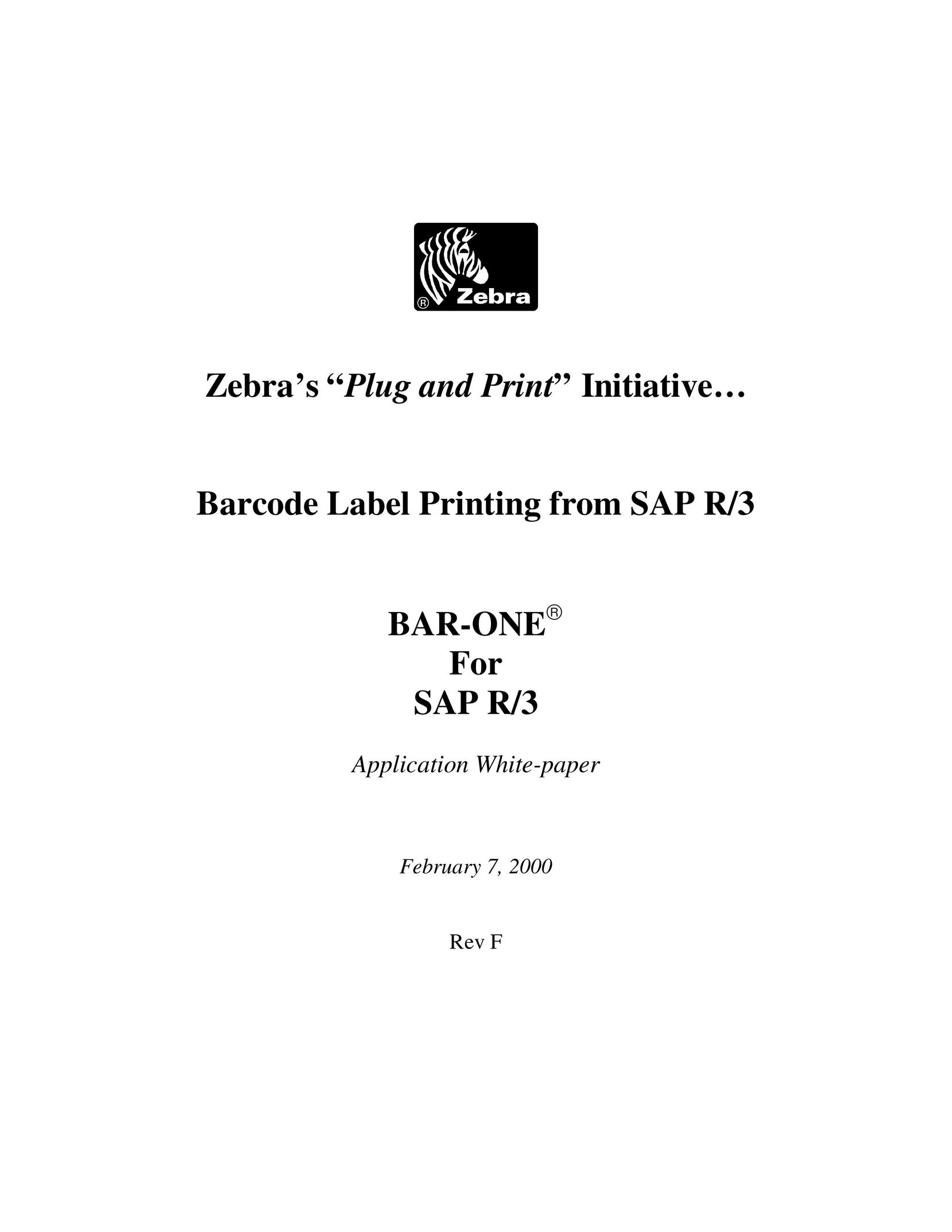 Zebra Technologies SAP R/3 All in One Printer User Manual