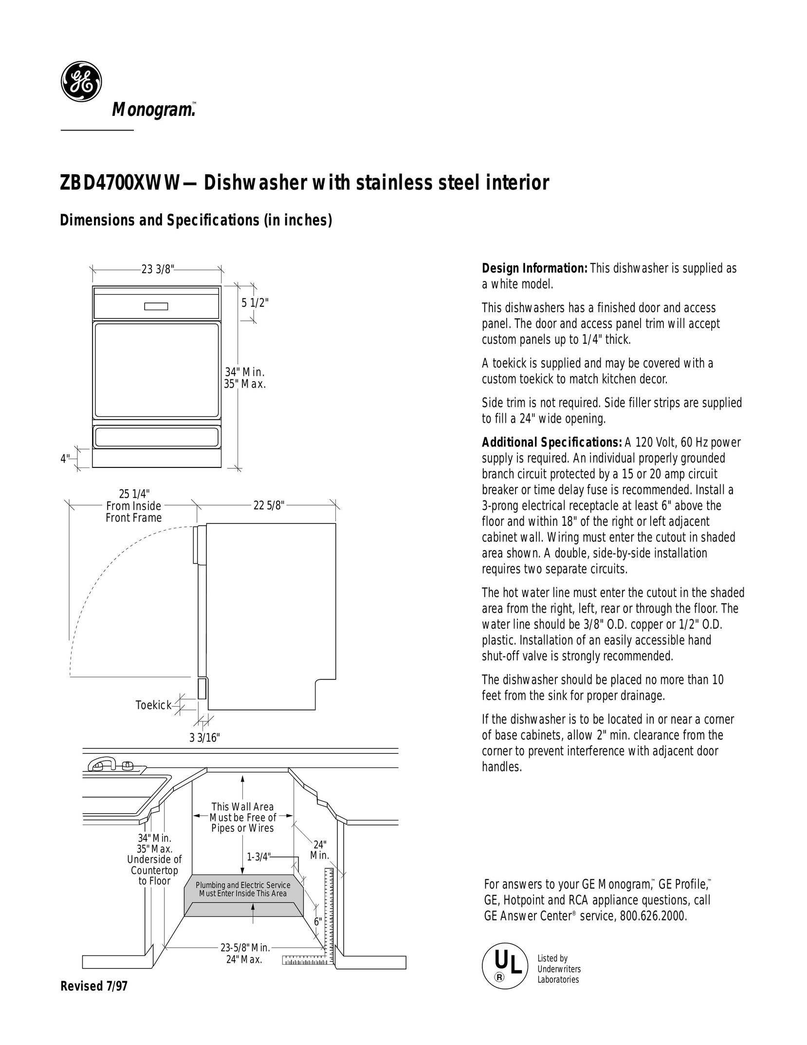 GE Monogram ZBD4700XWW Barcode Reader User Manual