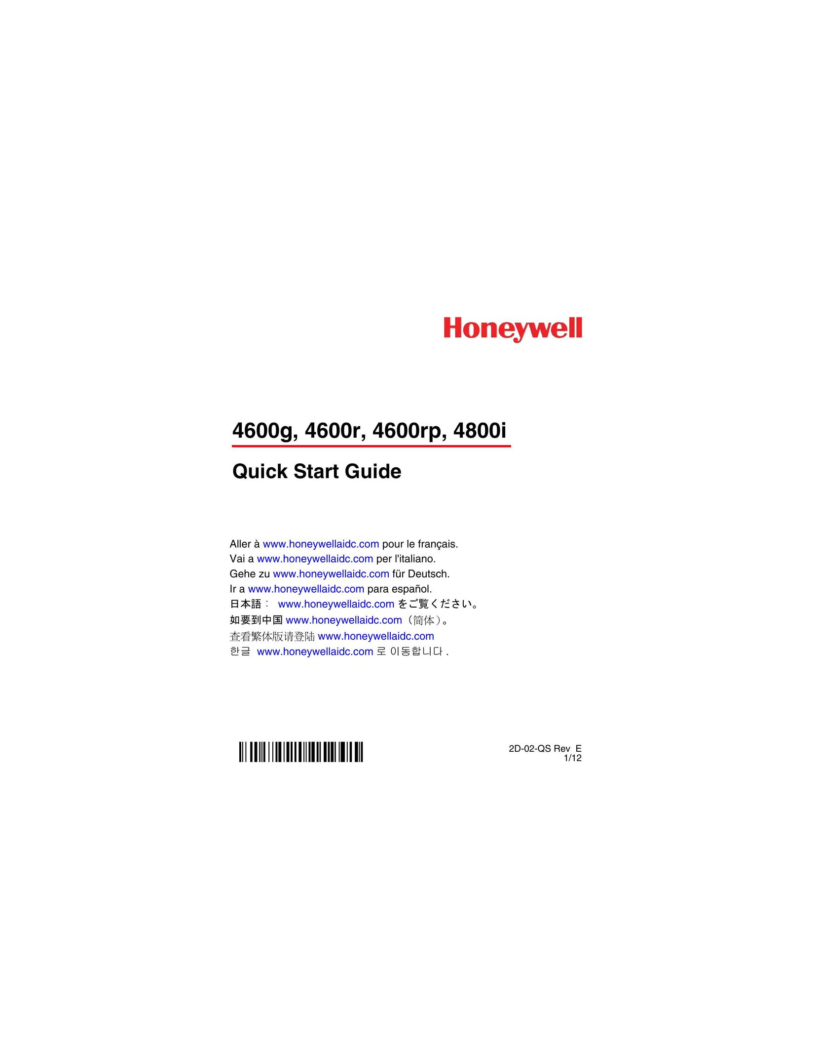 Honeywell 4800i Barcode Reader User Manual