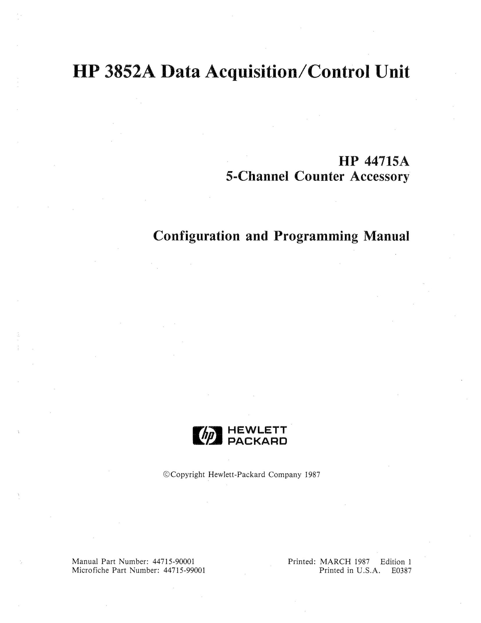 HP (Hewlett-Packard) HP 3852A Barcode Reader User Manual