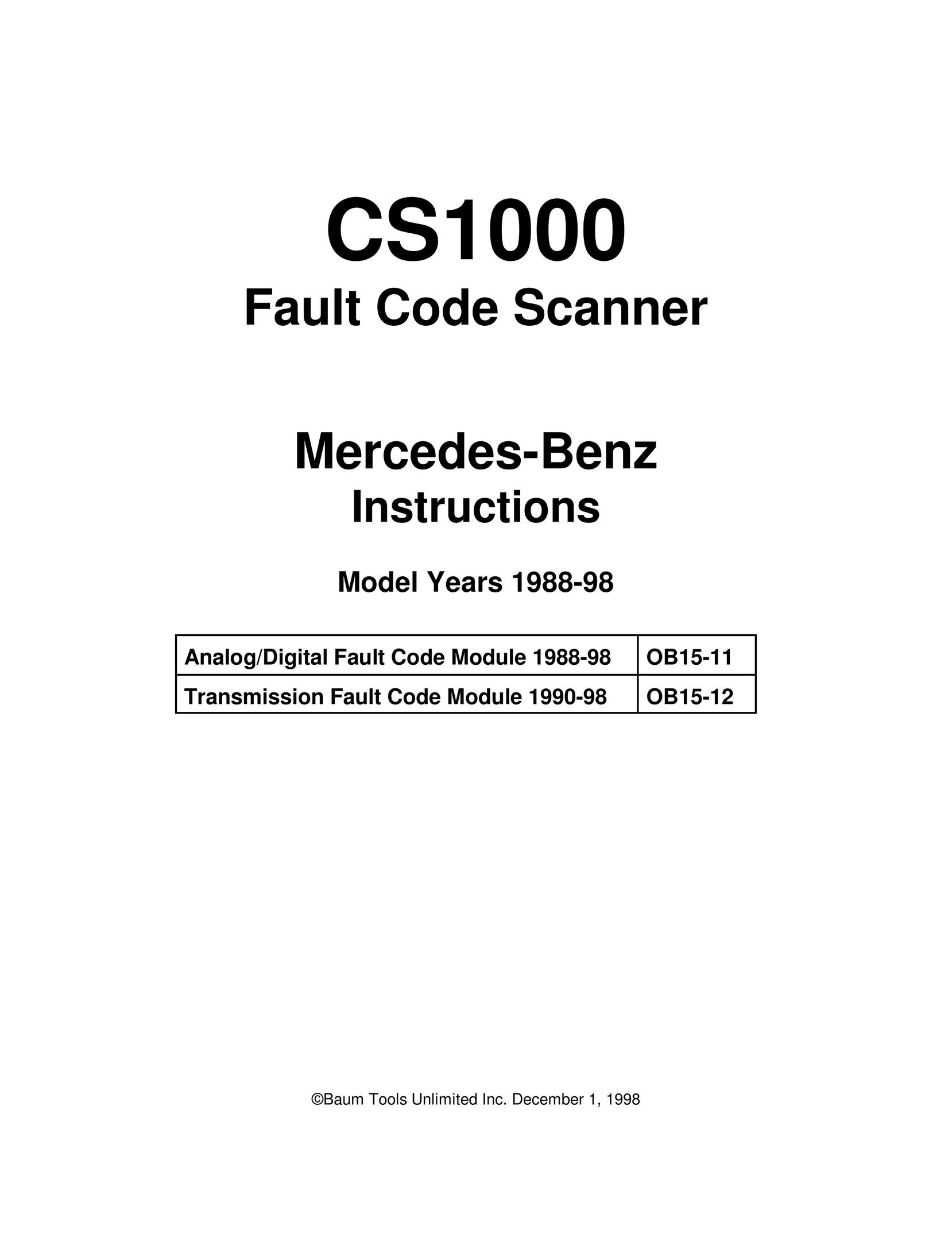 Mercedes-Benz CS1000 Barcode Reader User Manual