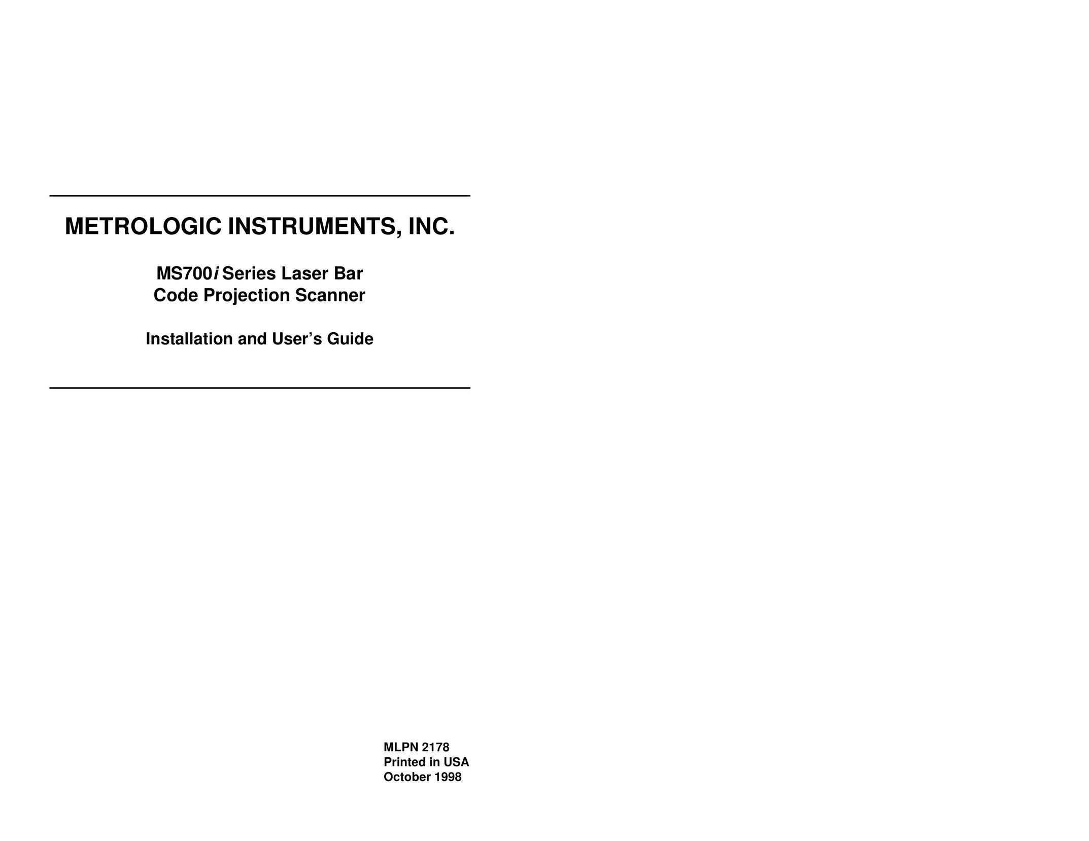 Metrologic Instruments MLPN 2178 Barcode Reader User Manual
