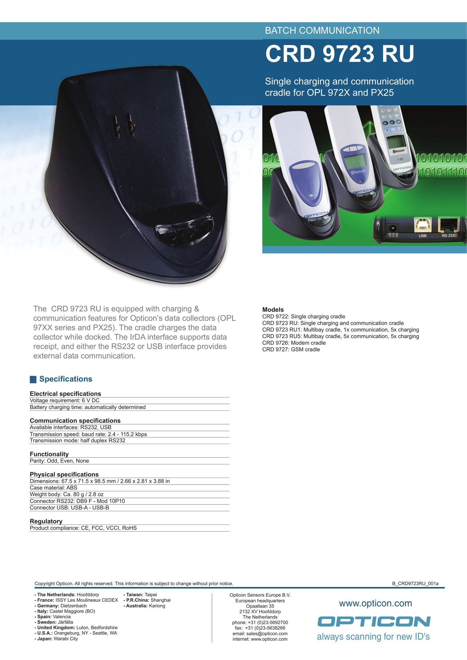 Opticon CRD-9723 Barcode Reader User Manual
