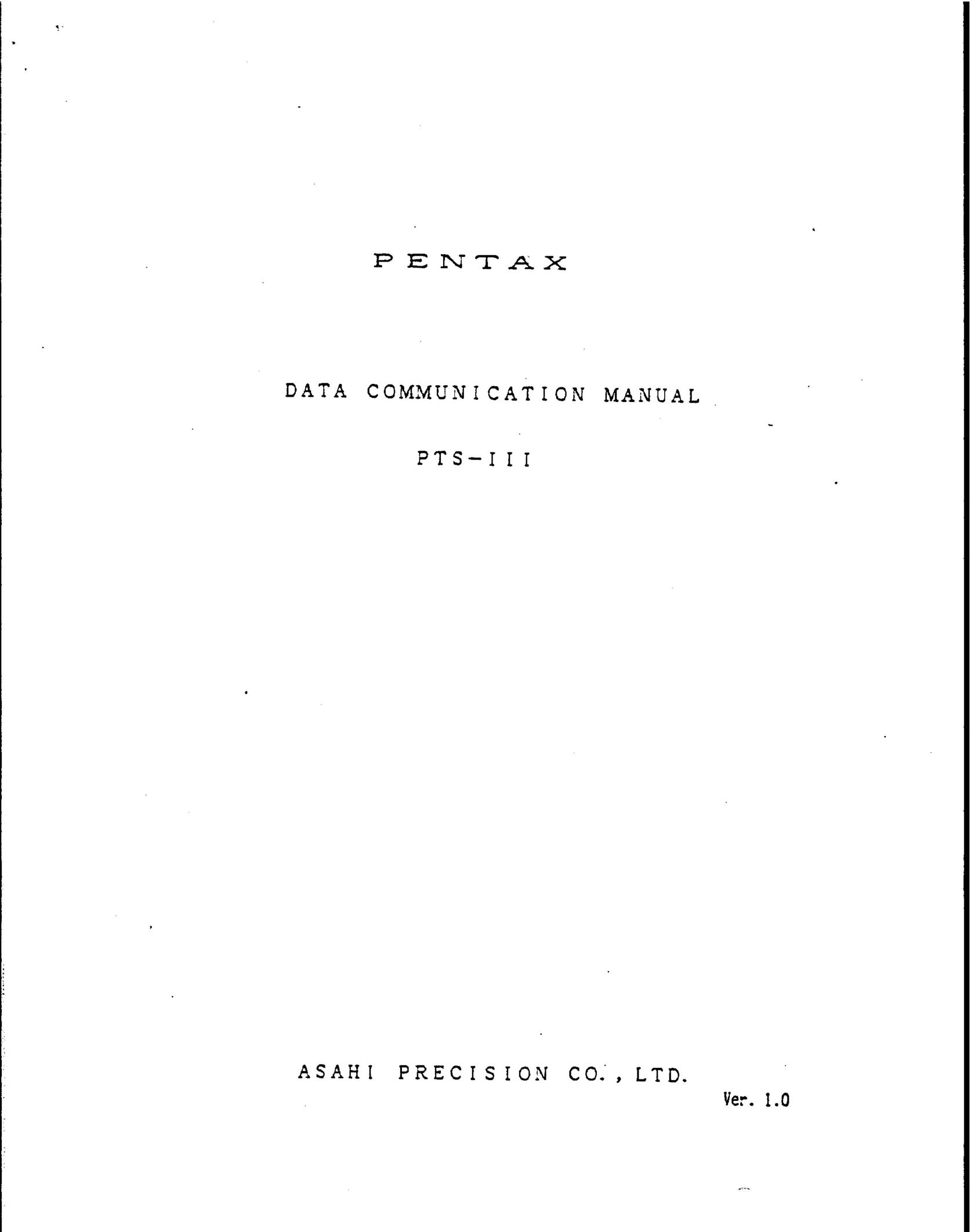 Pentax PTS-III Barcode Reader User Manual