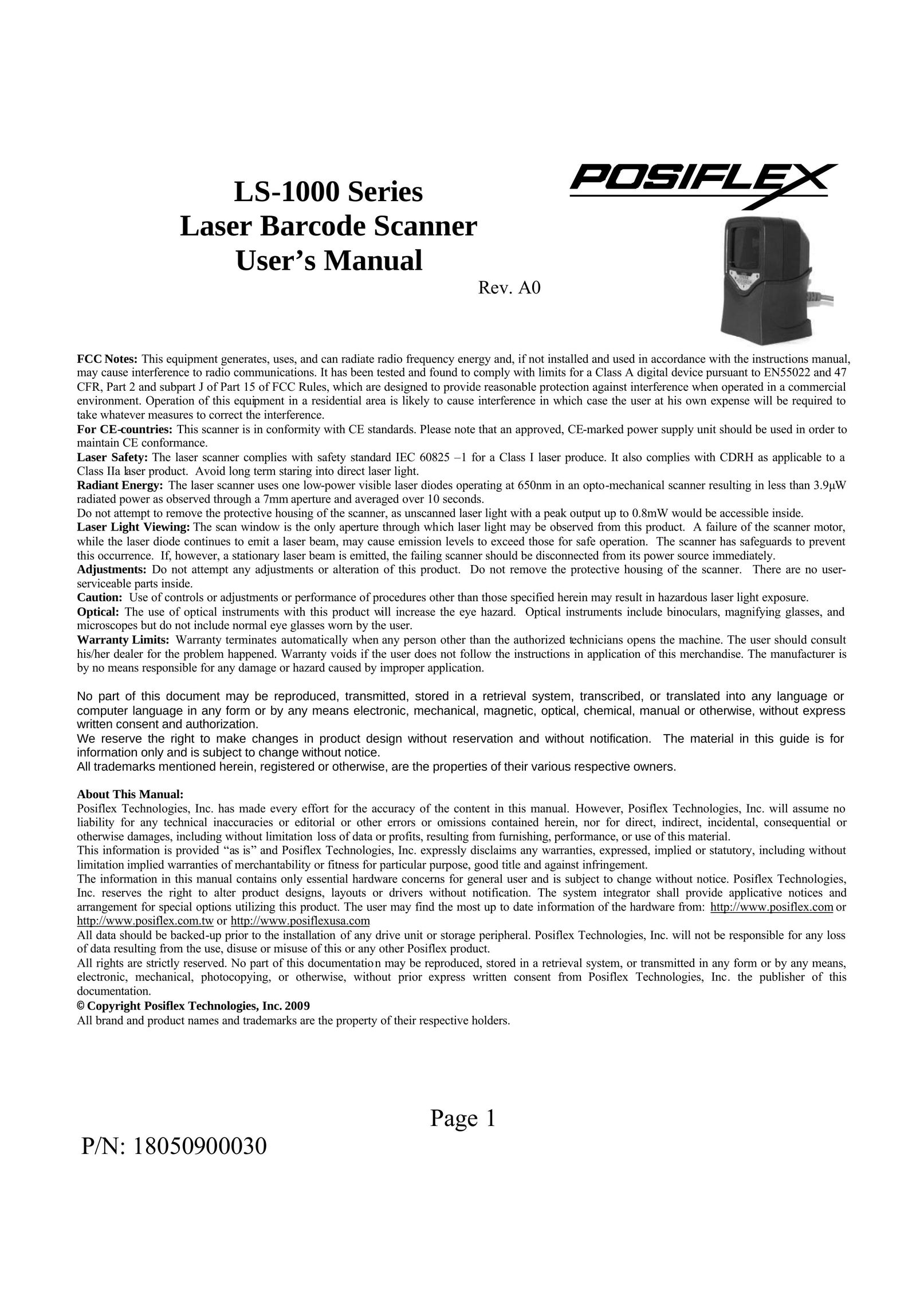 POSIFLEX Business Machines LS-1000 Barcode Reader User Manual