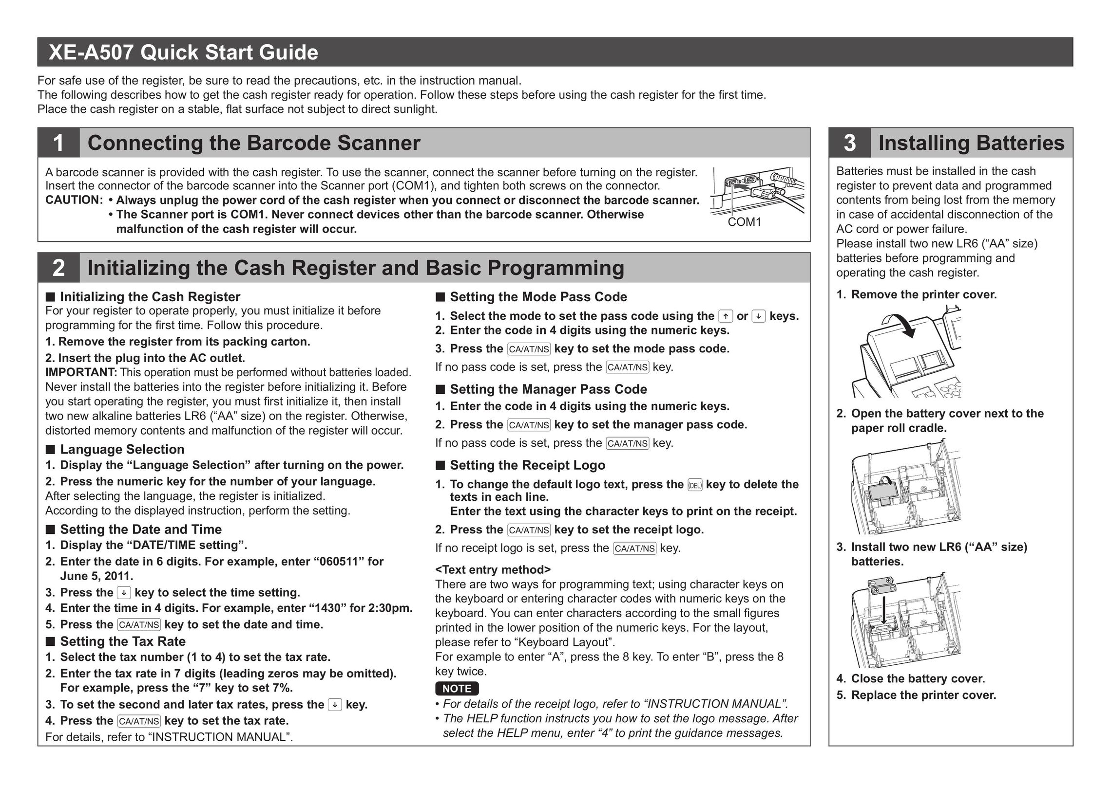 Sharp XE-A507 Barcode Reader User Manual