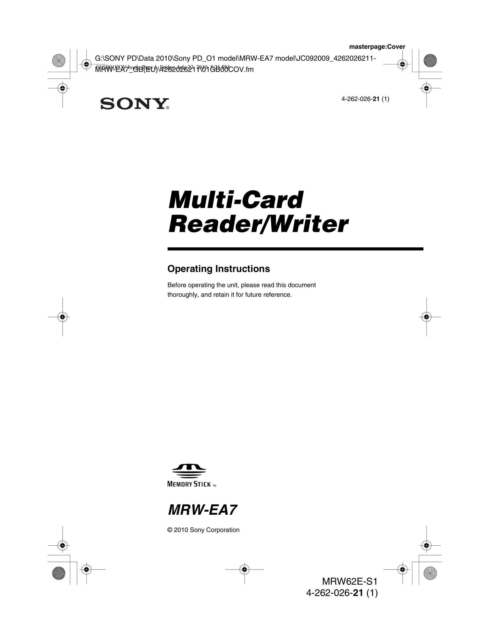 Sony MRW-EA7 Barcode Reader User Manual
