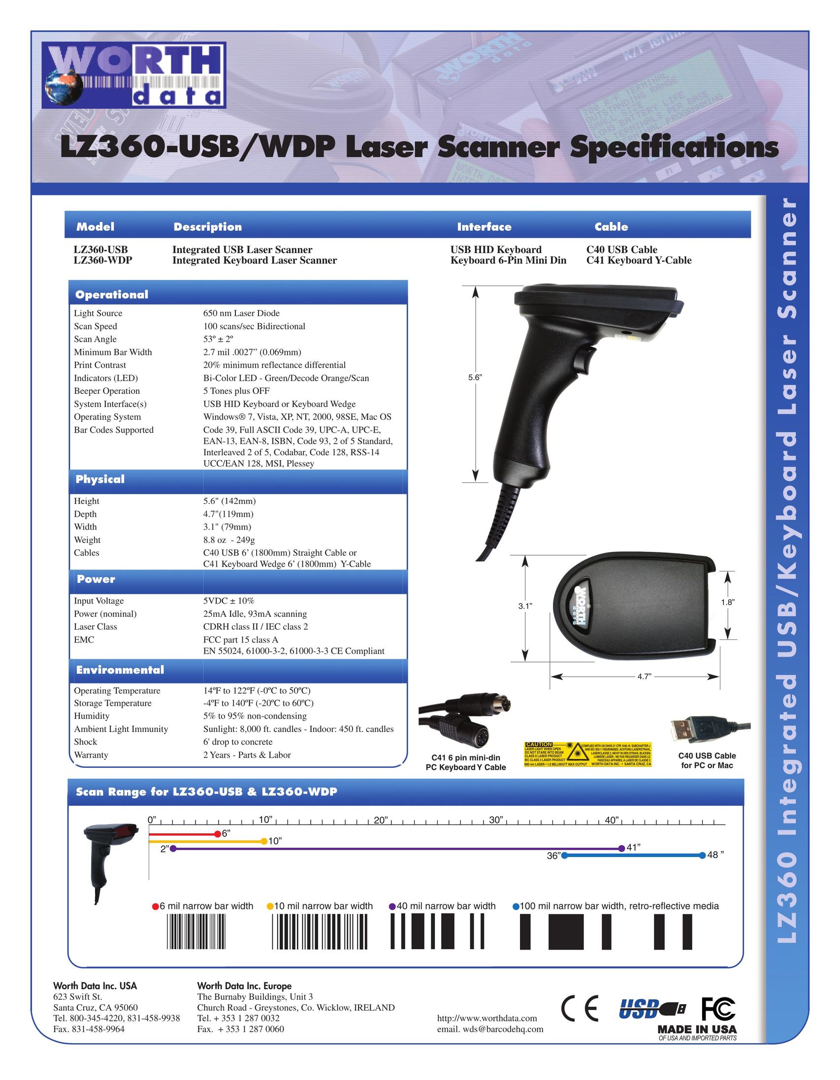 Worth Data LZ360-USB Barcode Reader User Manual