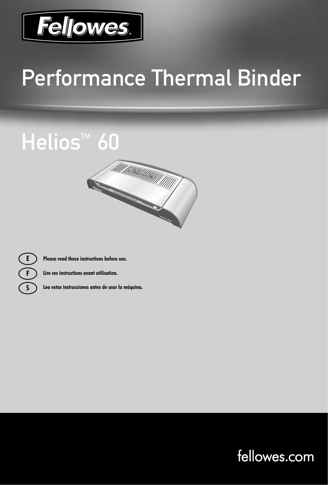 Fellowes helios 60 Binding Machine User Manual