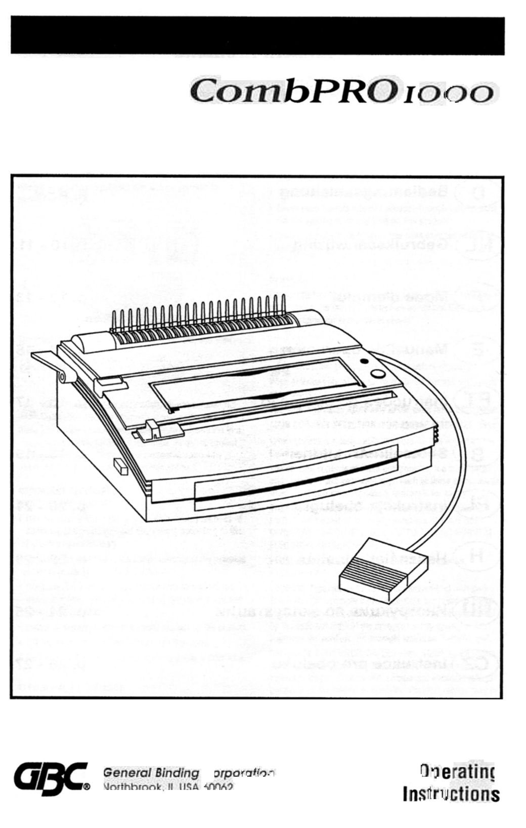 GBC COMBPRO1000 Binding Machine User Manual