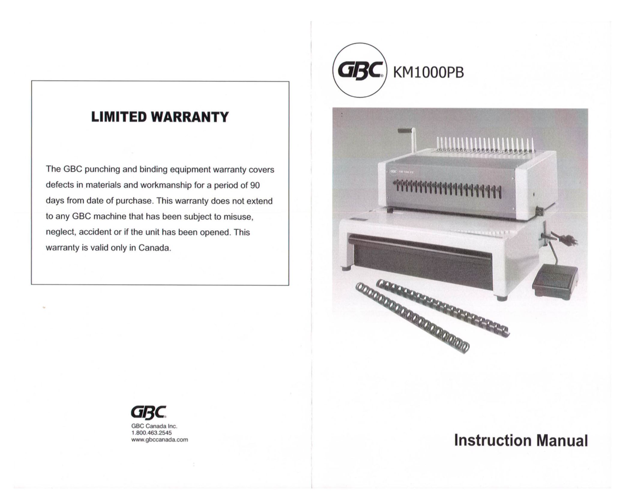 GBC KM1000PB Binding Machine User Manual