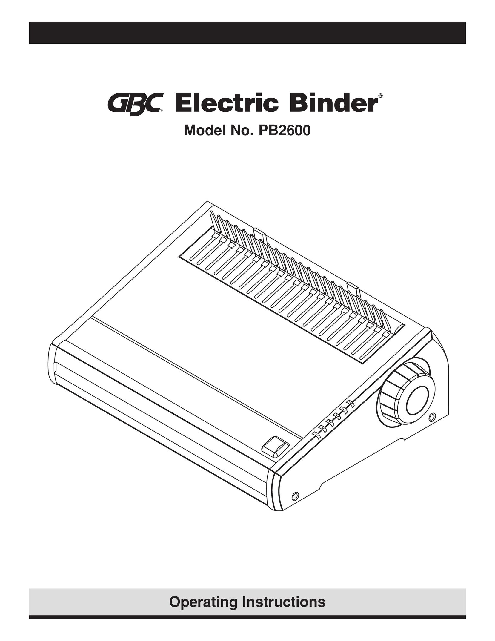 GBC PB2600 Binding Machine User Manual