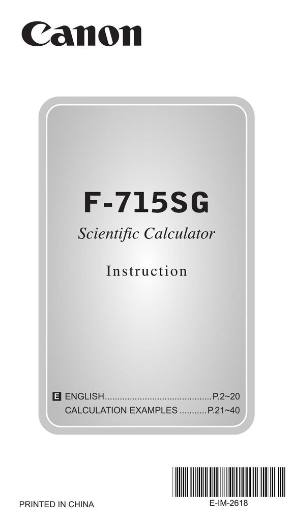 Canon F-715SG Calculator User Manual