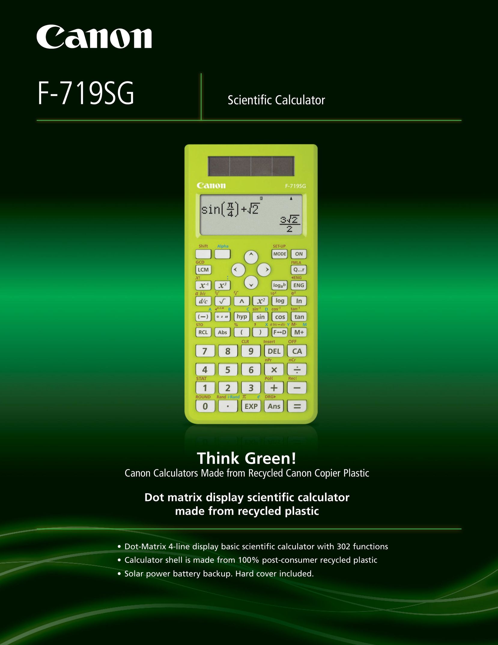Canon F-719SG Calculator User Manual