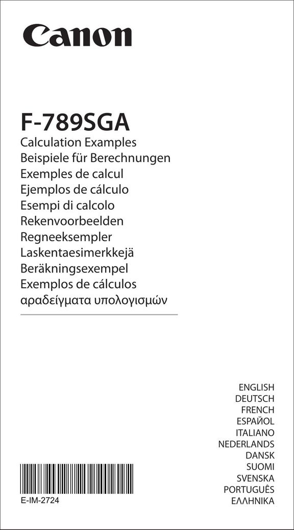 Canon F-789SGA Calculator User Manual