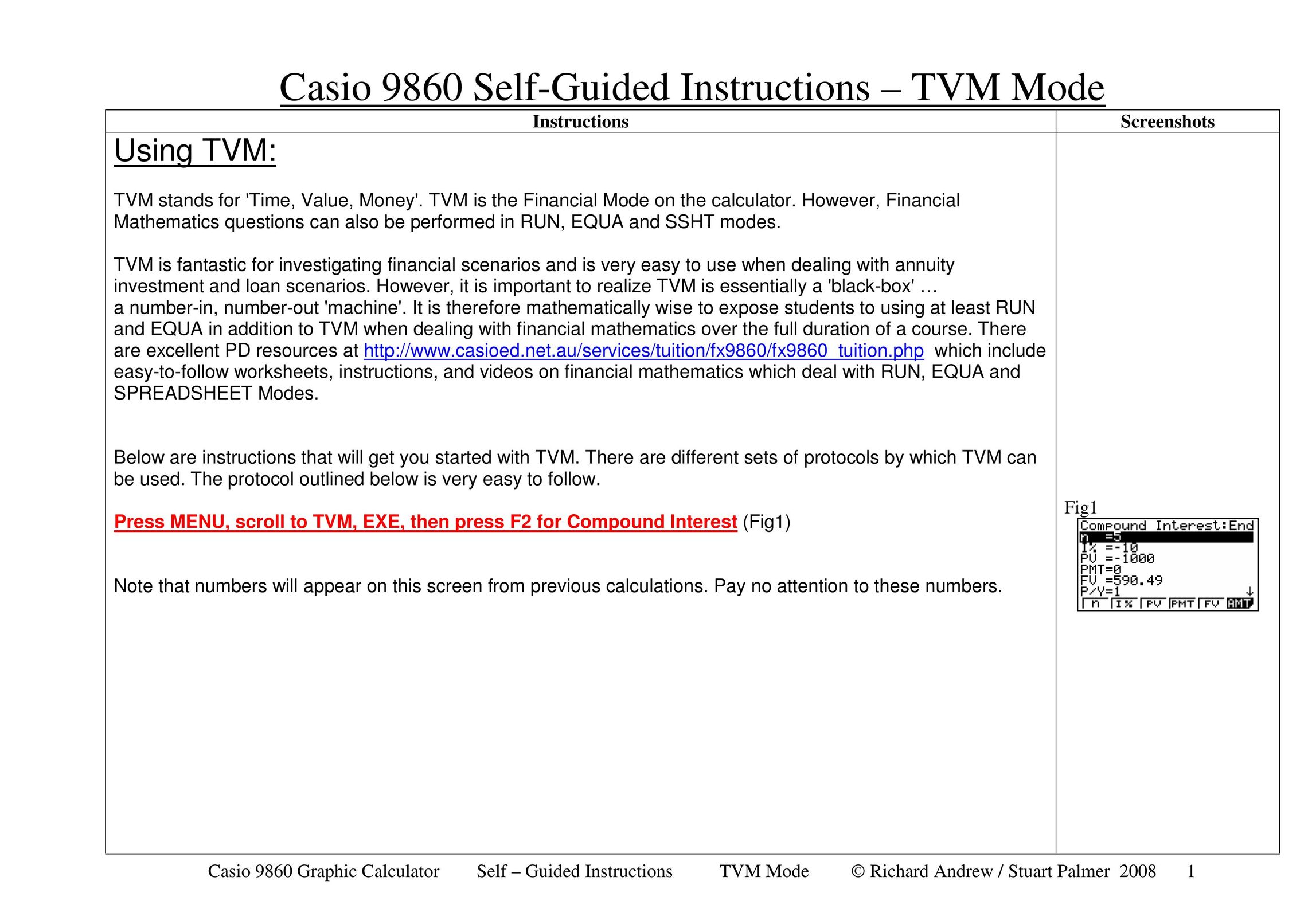 Casio 9860 Calculator User Manual