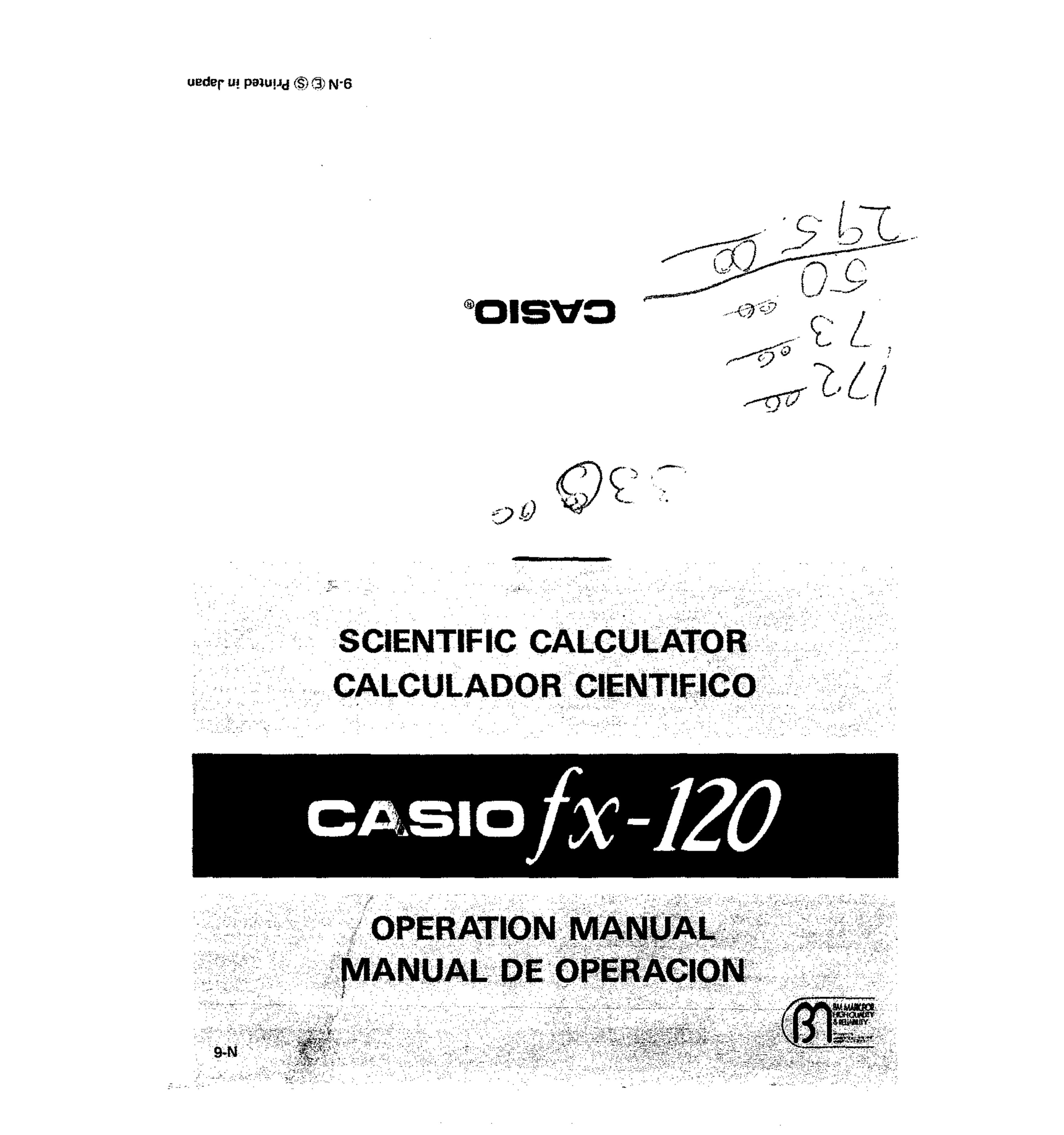 Casio fx-120 Calculator User Manual
