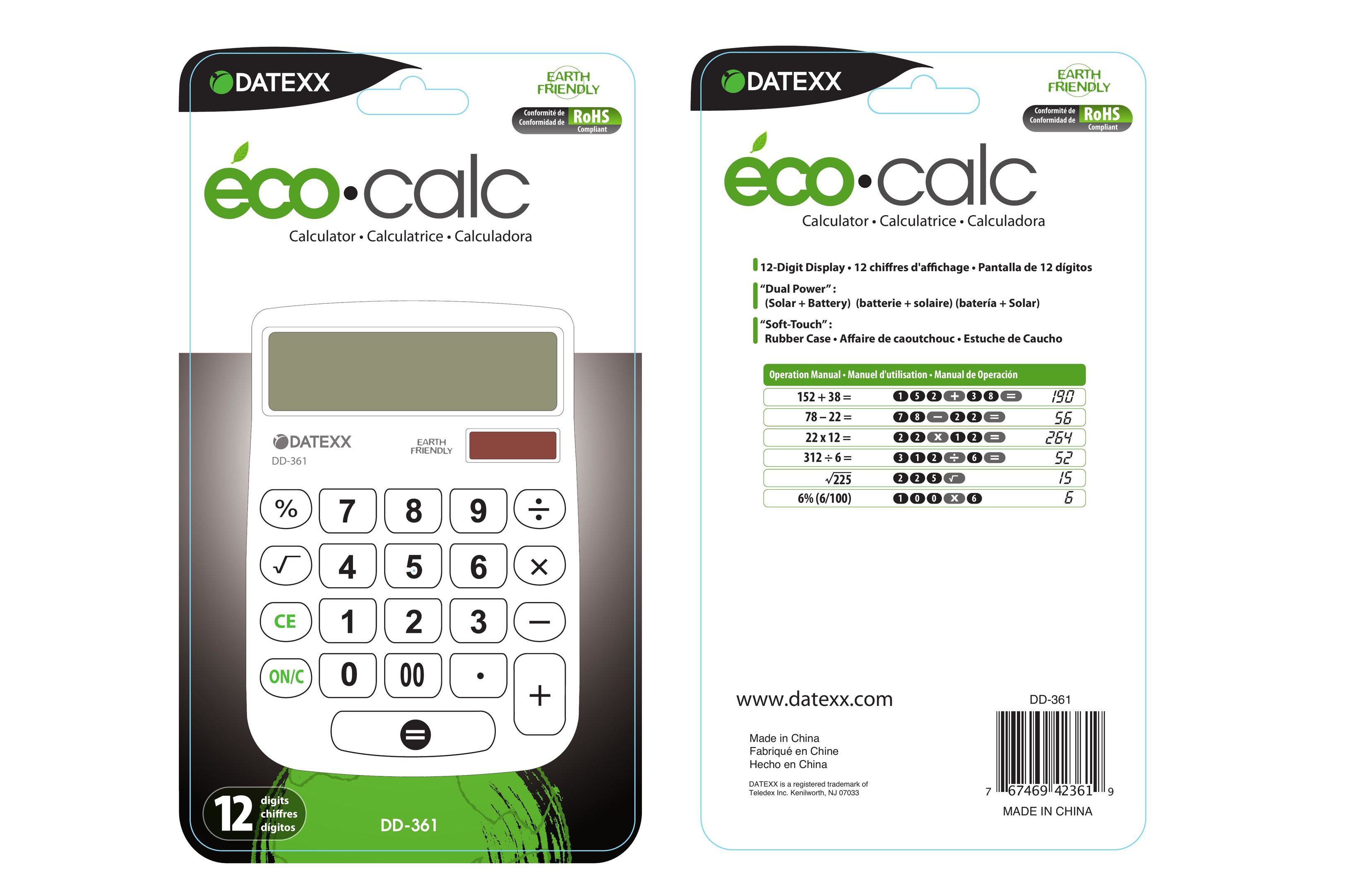 Datexx DD-361 Calculator User Manual