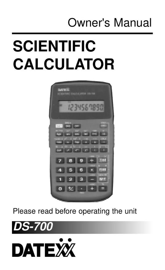 Datexx DS-700 Calculator User Manual