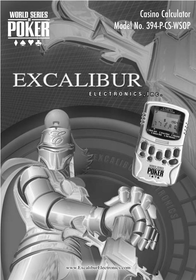 Excalibur electronic 394-P-CS-WSOP Calculator User Manual