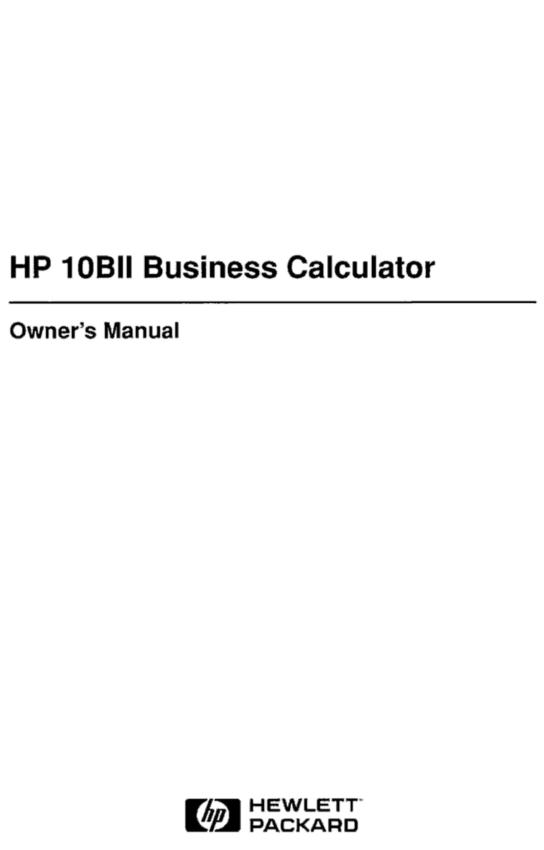 HP (Hewlett-Packard) 10BII Calculator User Manual