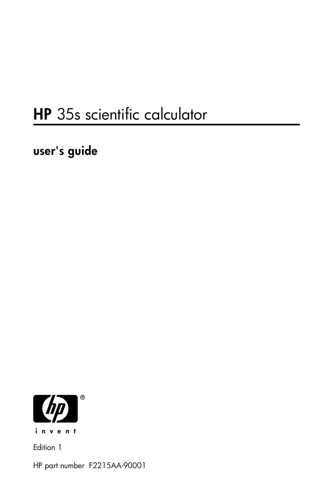 HP (Hewlett-Packard) 35s Calculator User Manual