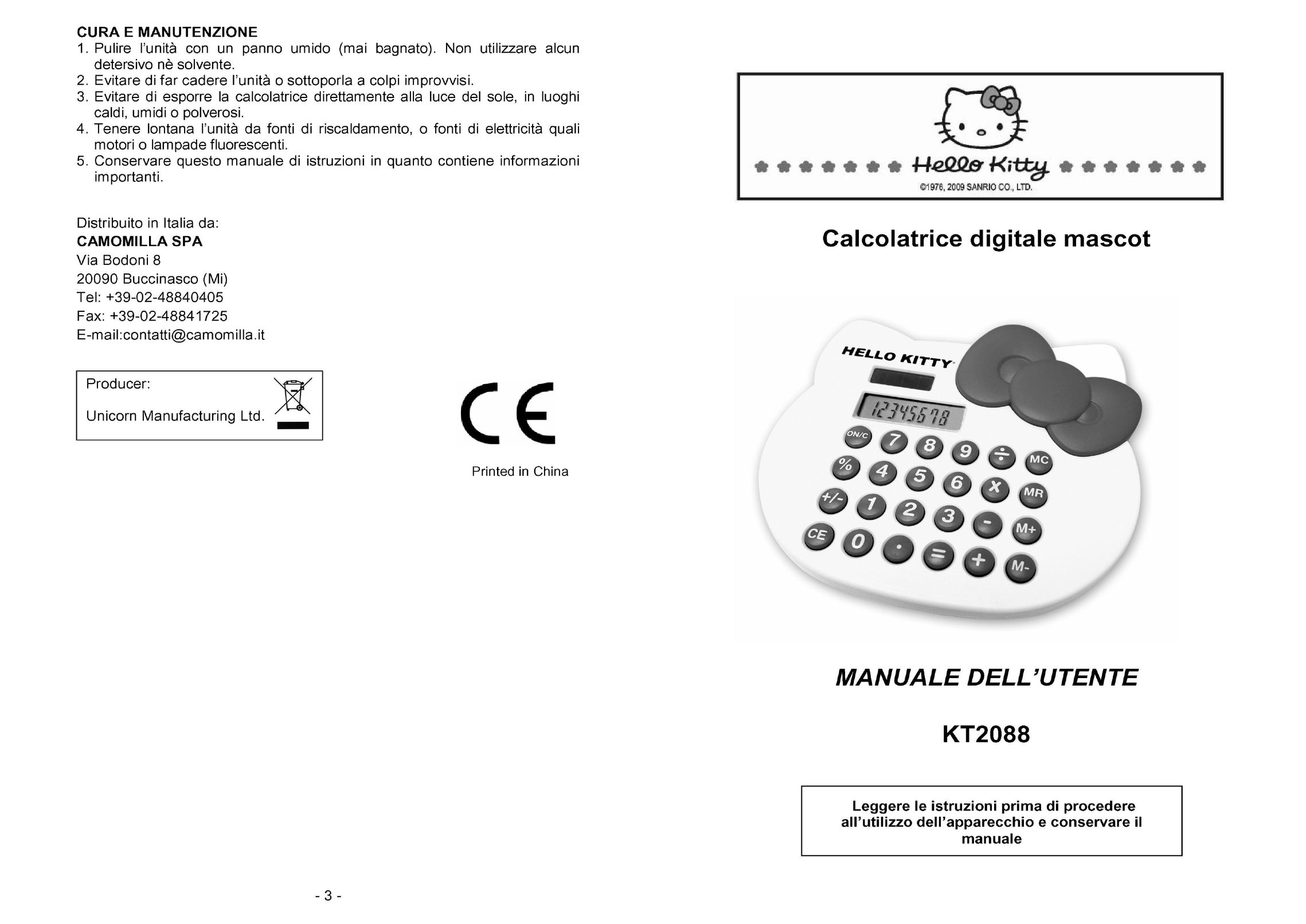 Jensen KT2088 Calculator User Manual