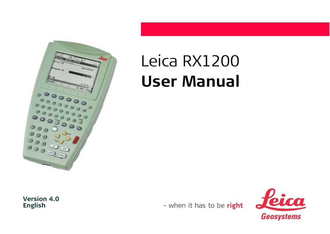 Leica RX1200 Calculator User Manual