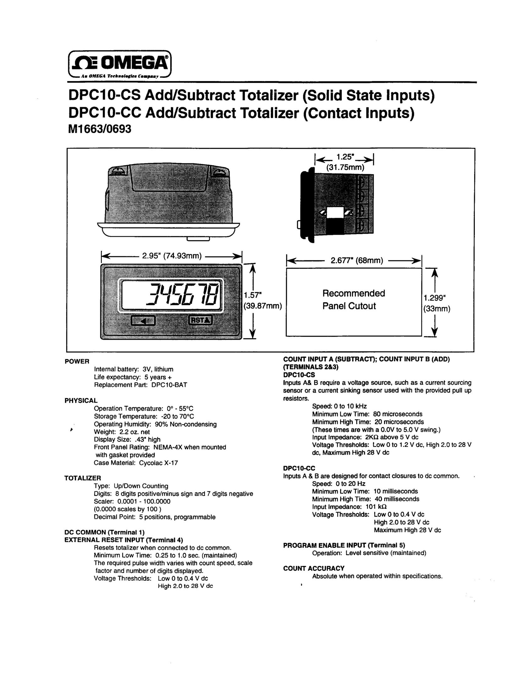 Omega Vehicle Security DPC10-CS Calculator User Manual