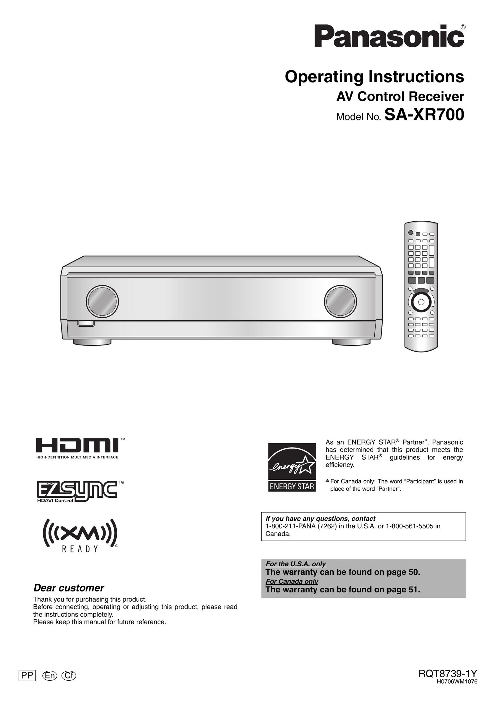 Panasonic SA-XR700 Calculator User Manual