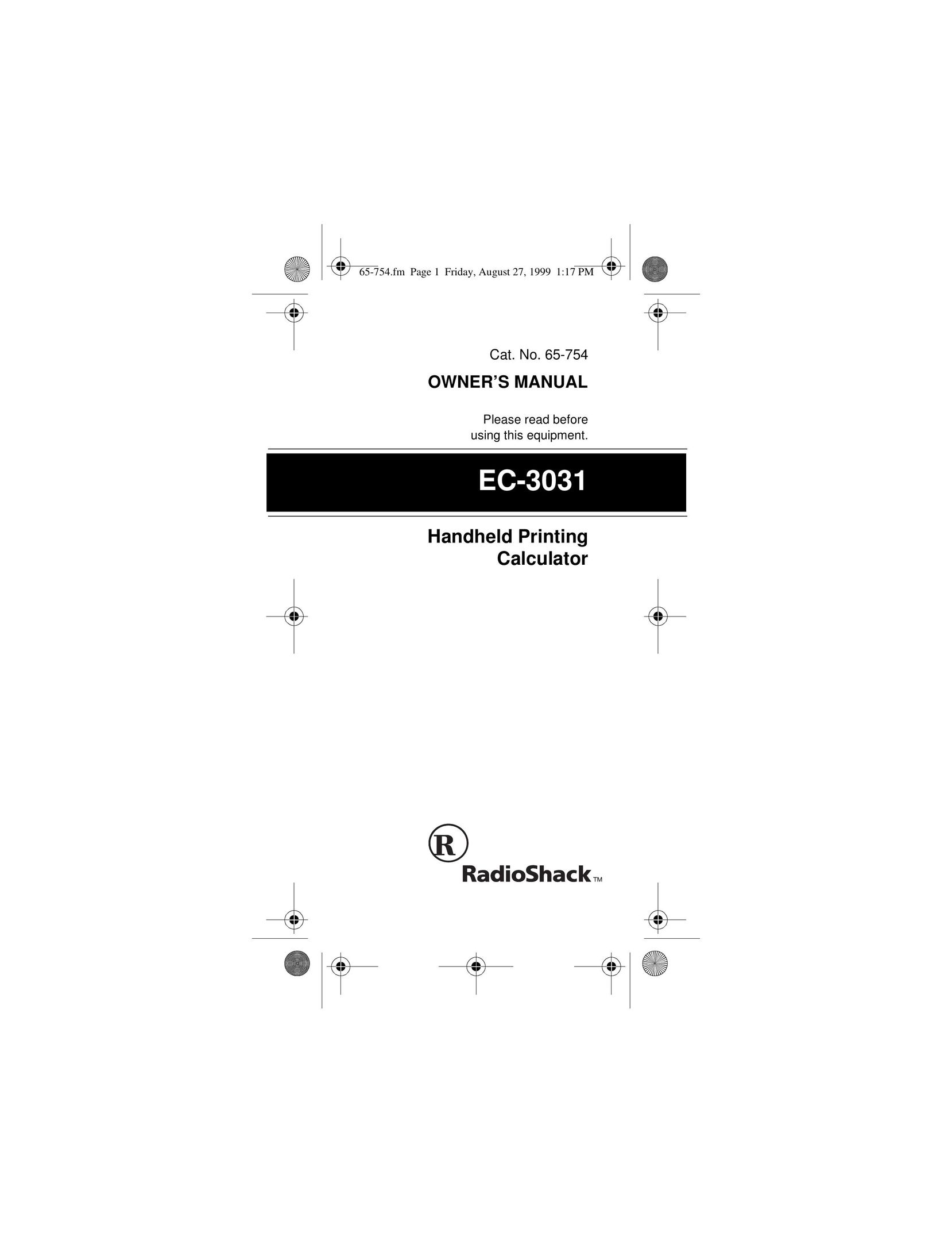 Radio Shack EC-3031 Calculator User Manual