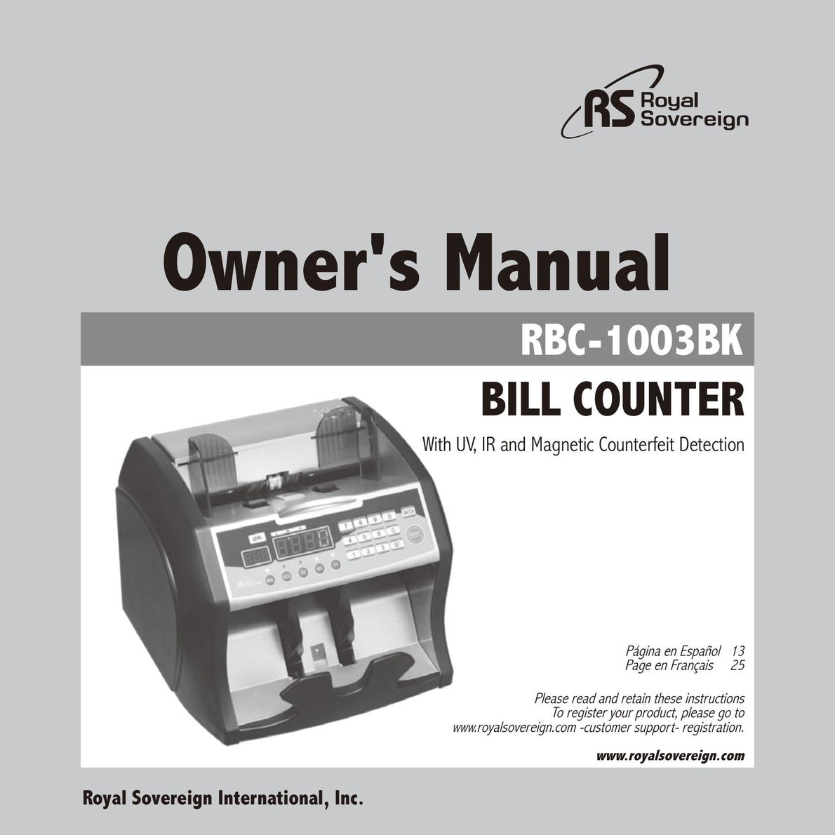 Royal Sovereign RBC-1003BK Calculator User Manual