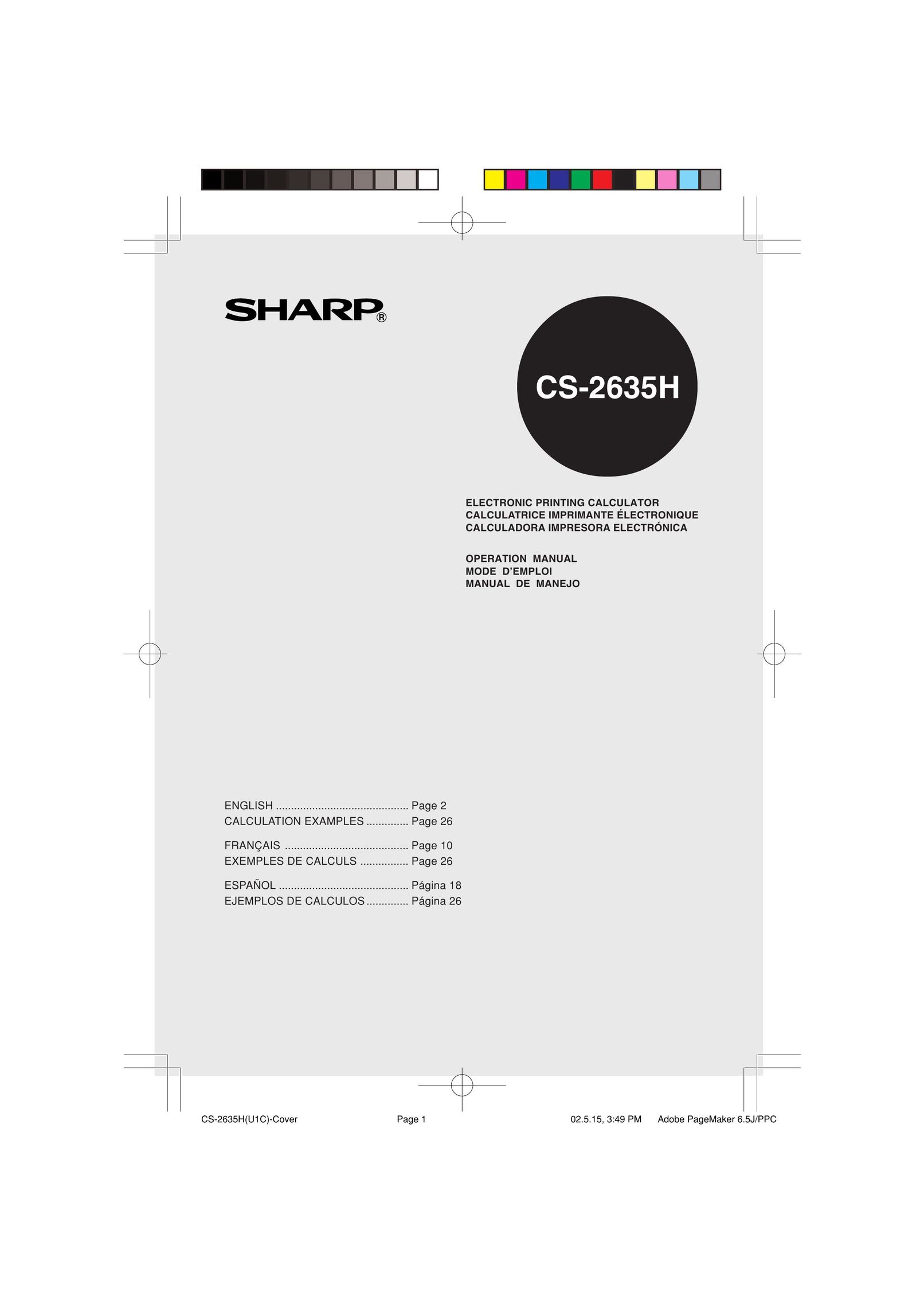 Sharp CS-2635H Calculator User Manual