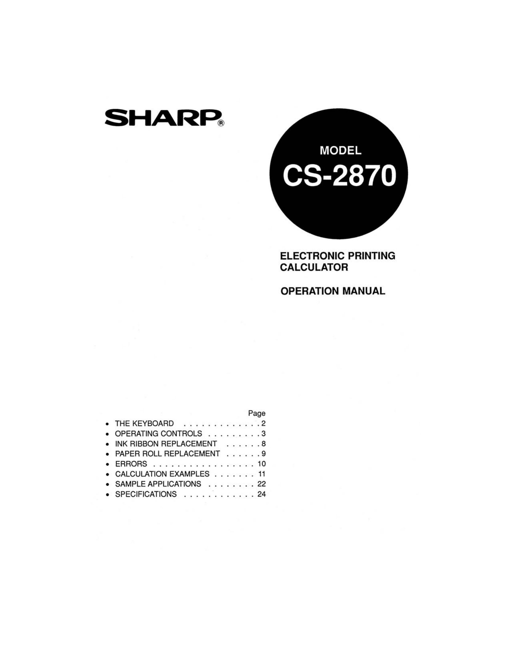 Sharp CS-2870 Calculator User Manual