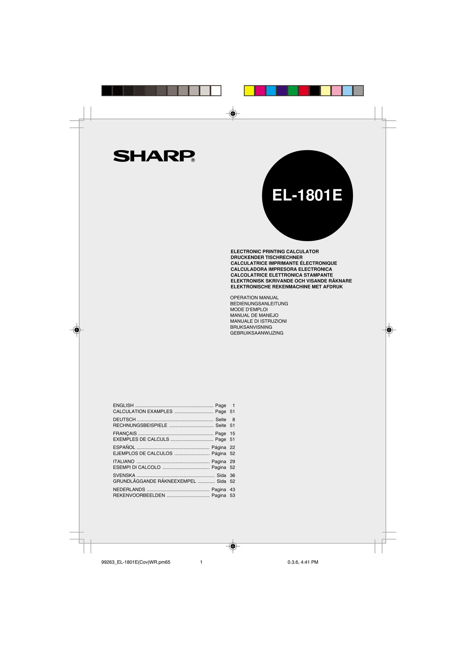 Sharp EL-1801E Calculator User Manual