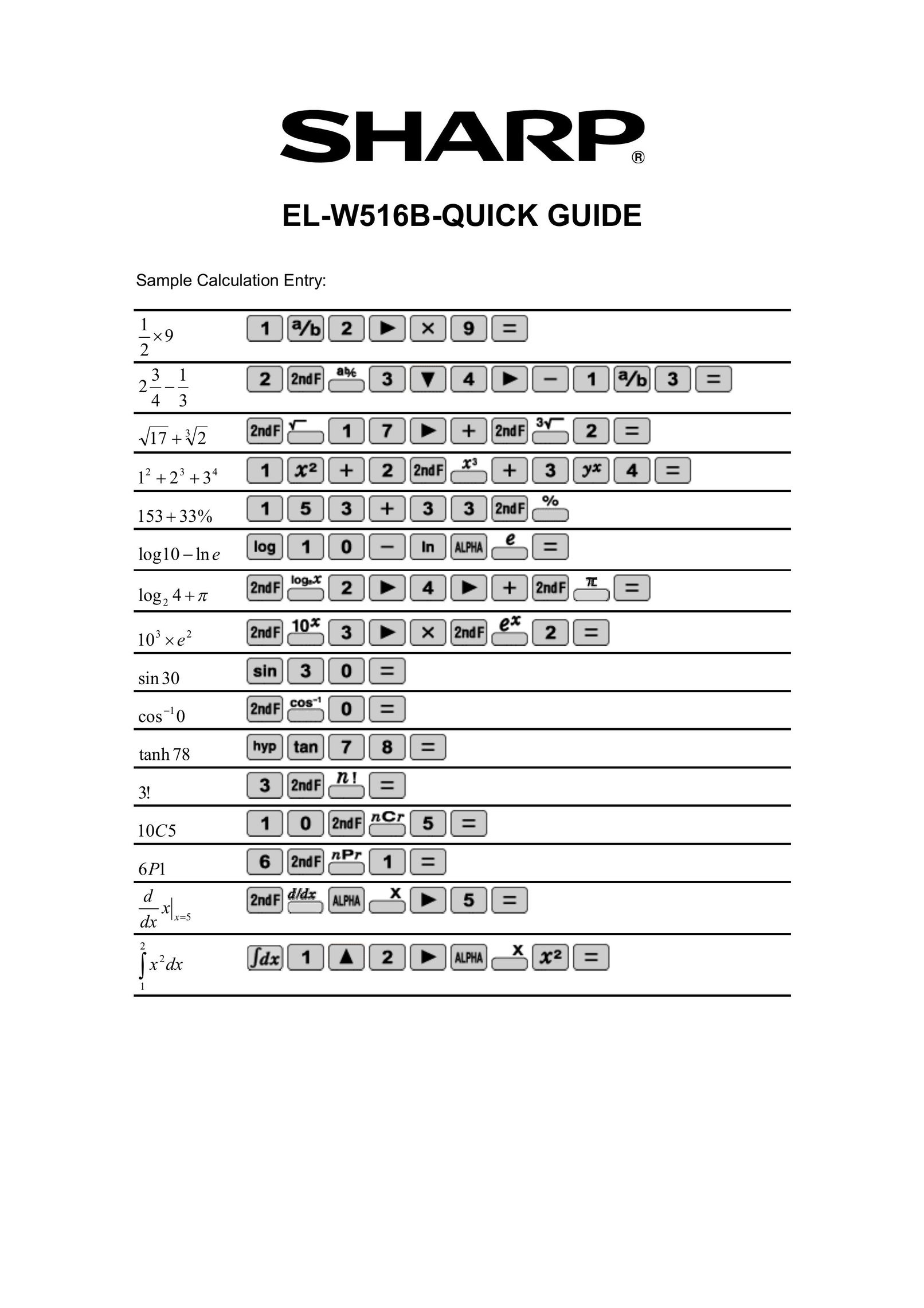 Sony EL-W516B Calculator User Manual