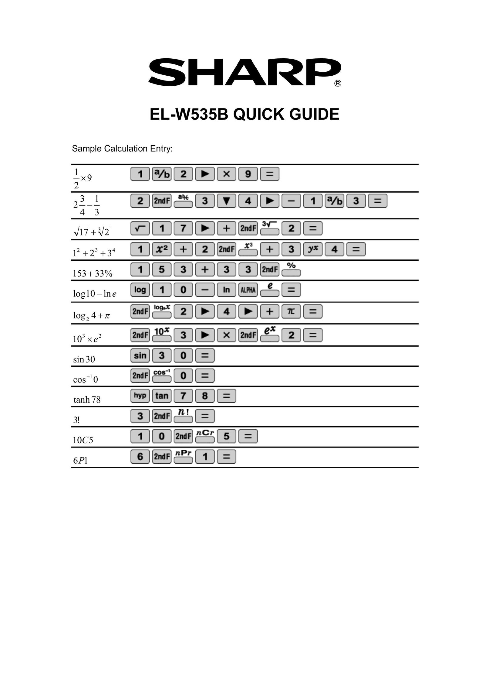 Sony EL-W535B Calculator User Manual