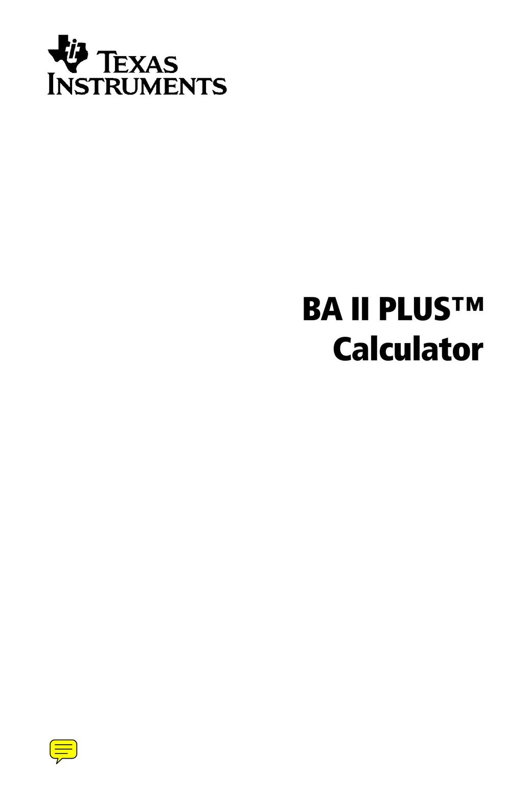 Texas Instruments BA-2-PLUS Calculator User Manual