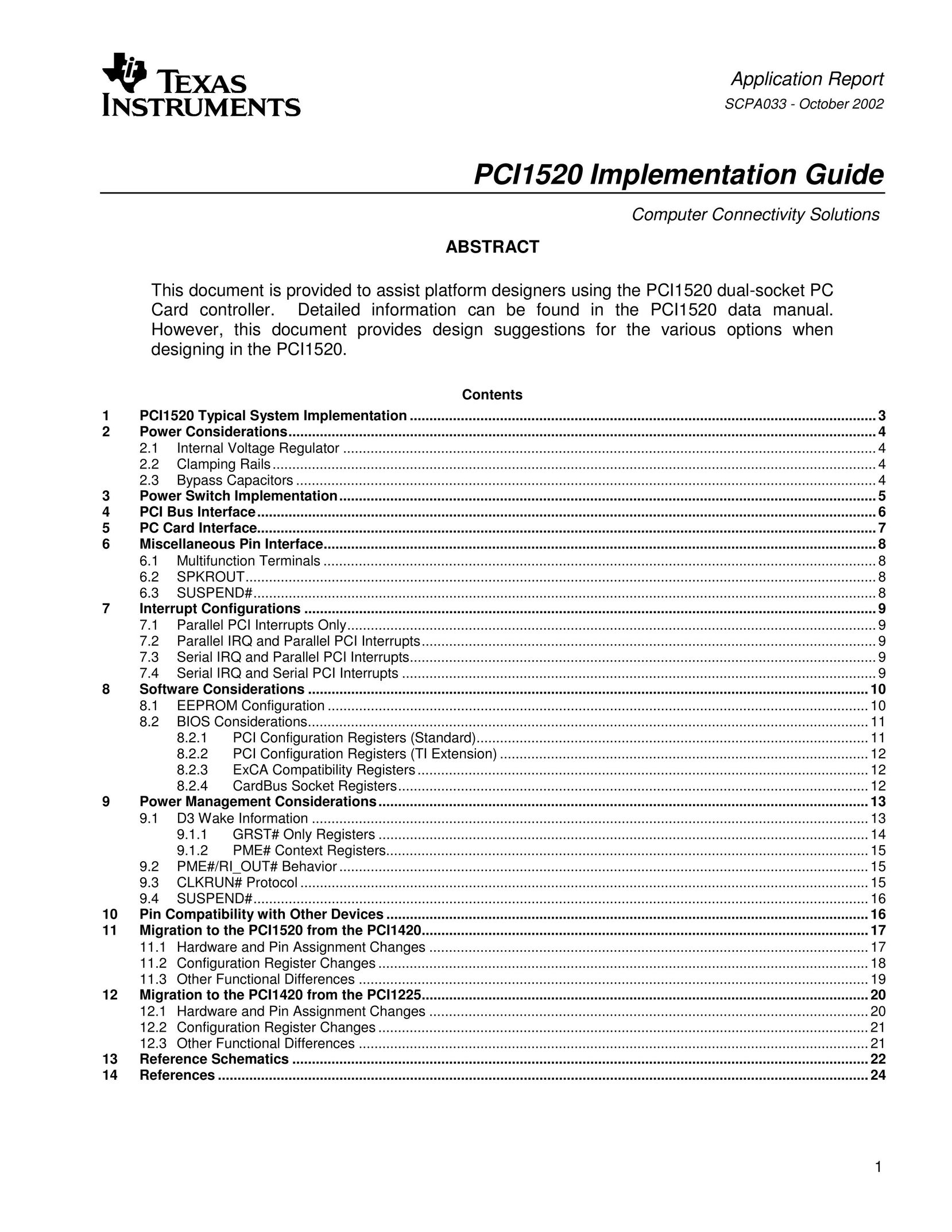 Texas Instruments PCI1520 Calculator User Manual