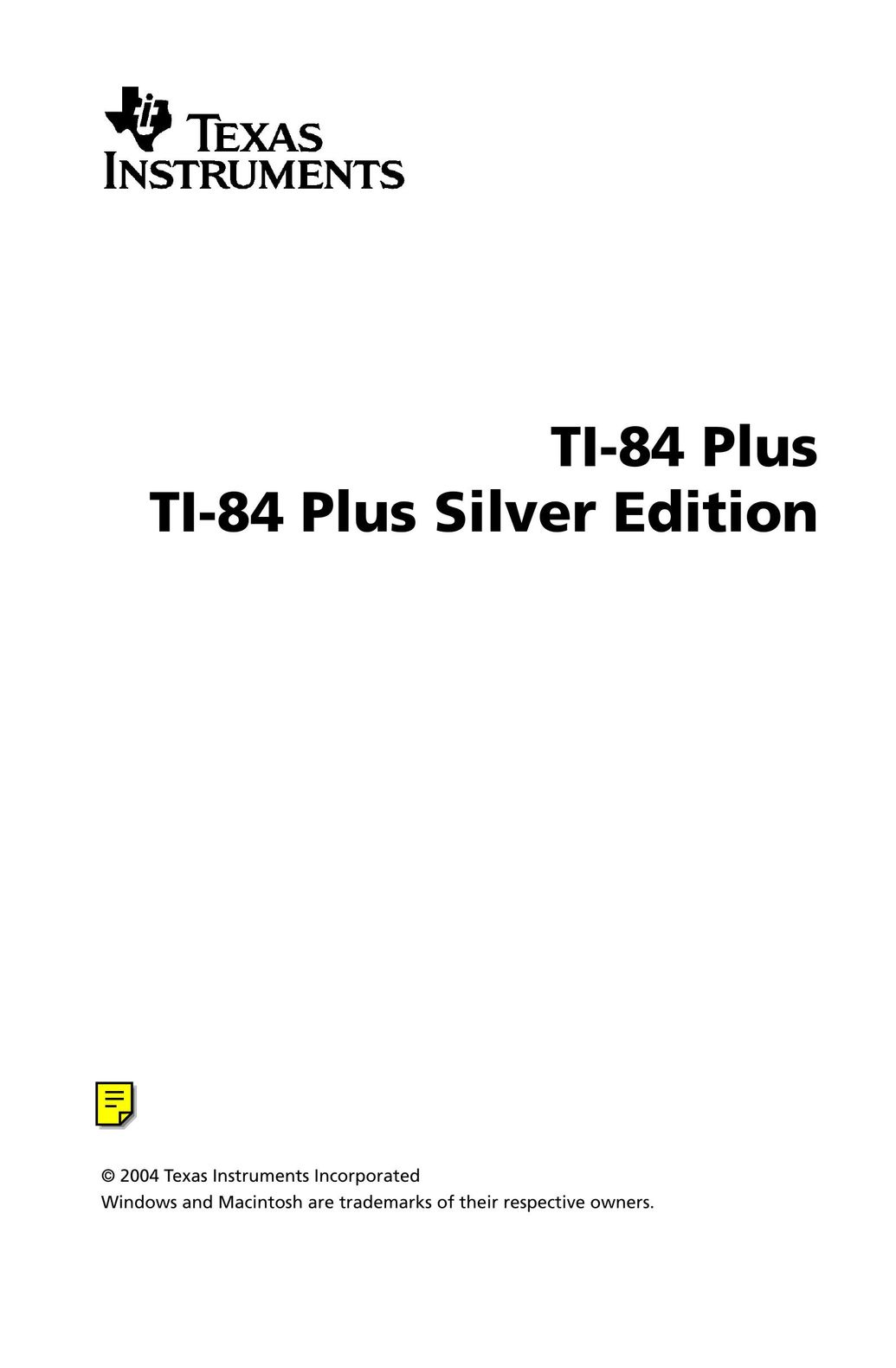 Texas Instruments TI-84+SE Calculator User Manual