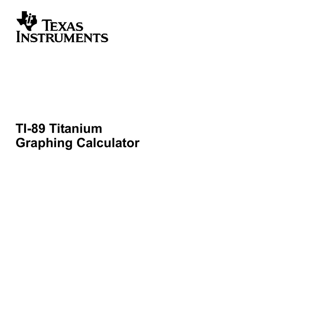 Texas Instruments TI-89 Calculator User Manual