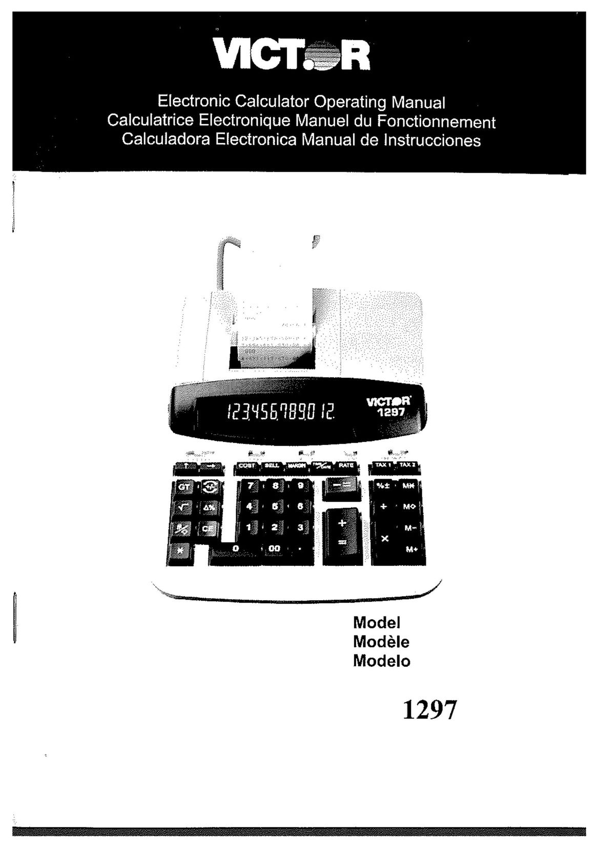 Victor 1297 Calculator User Manual