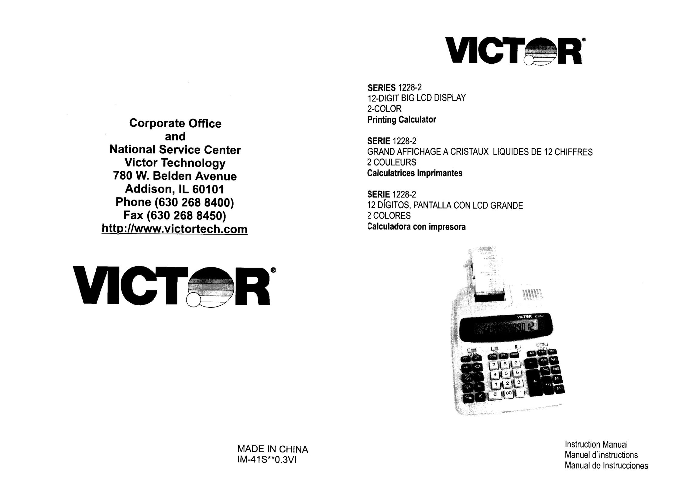 Victor Technology 1228-2 Series Calculator User Manual