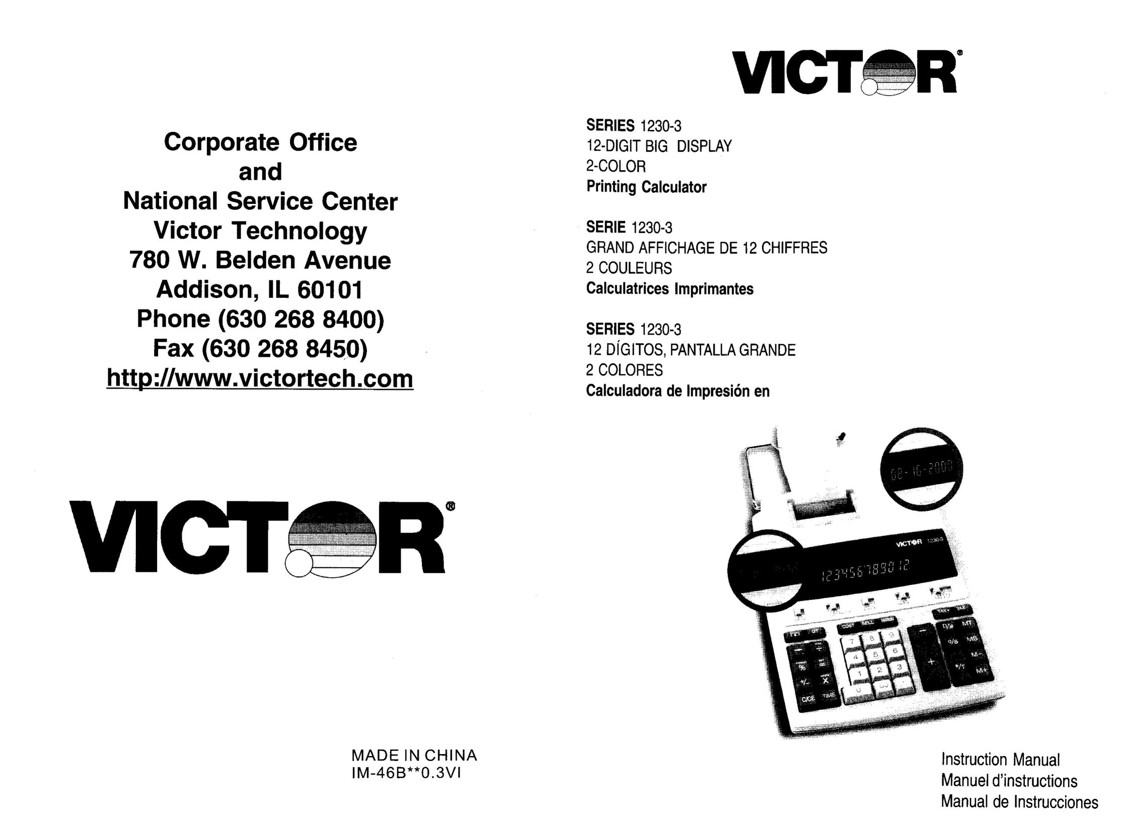 Victor Technology 1230-3 Calculator User Manual