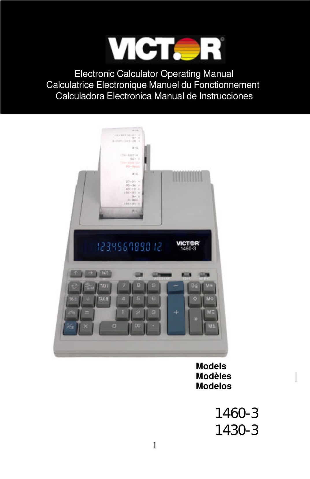 Victor Technology 1430-3 Calculator User Manual