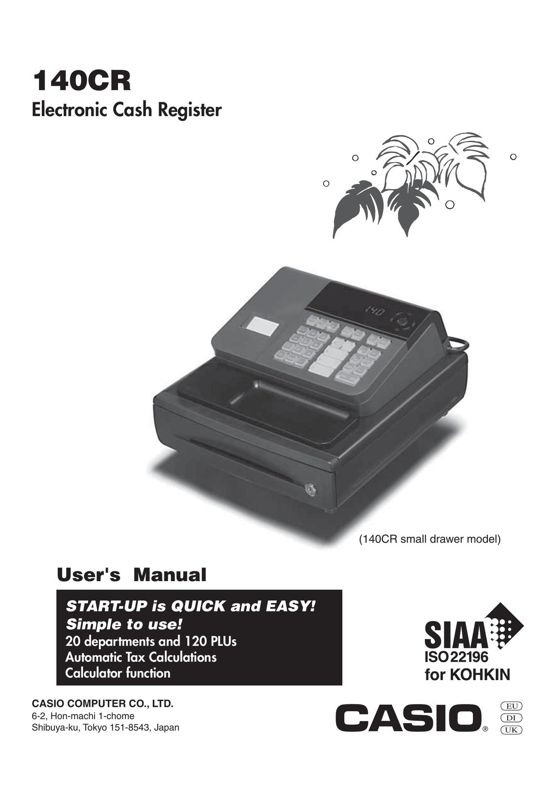 Casio 140 CR Cash Register User Manual