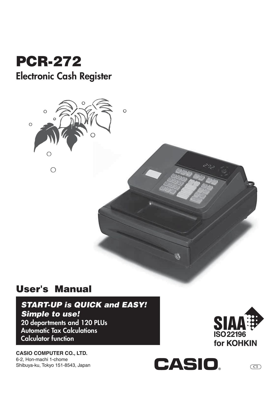 Casio PCR-272 Cash Register User Manual