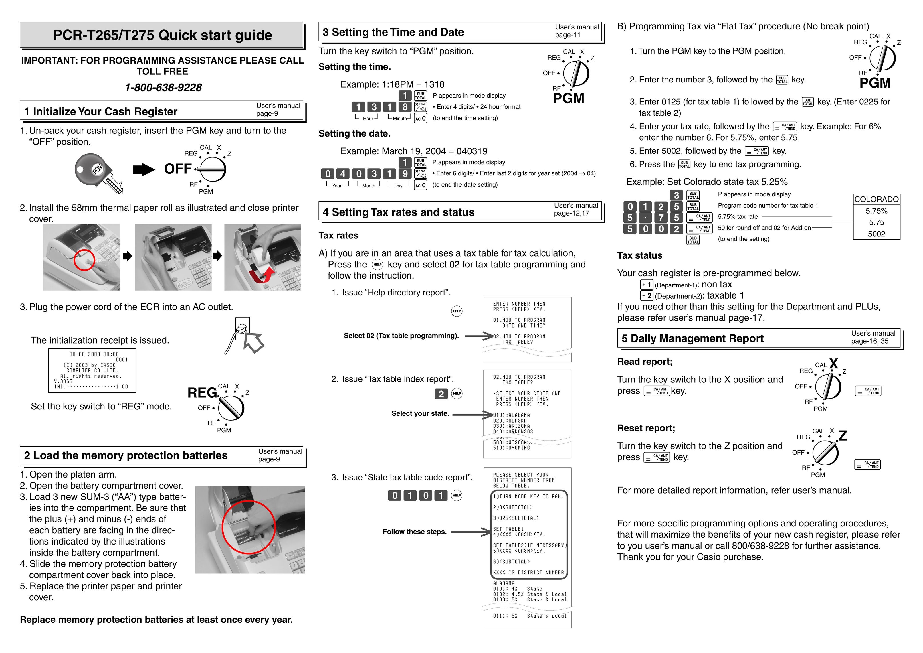 Casio PCR-T265 Cash Register User Manual